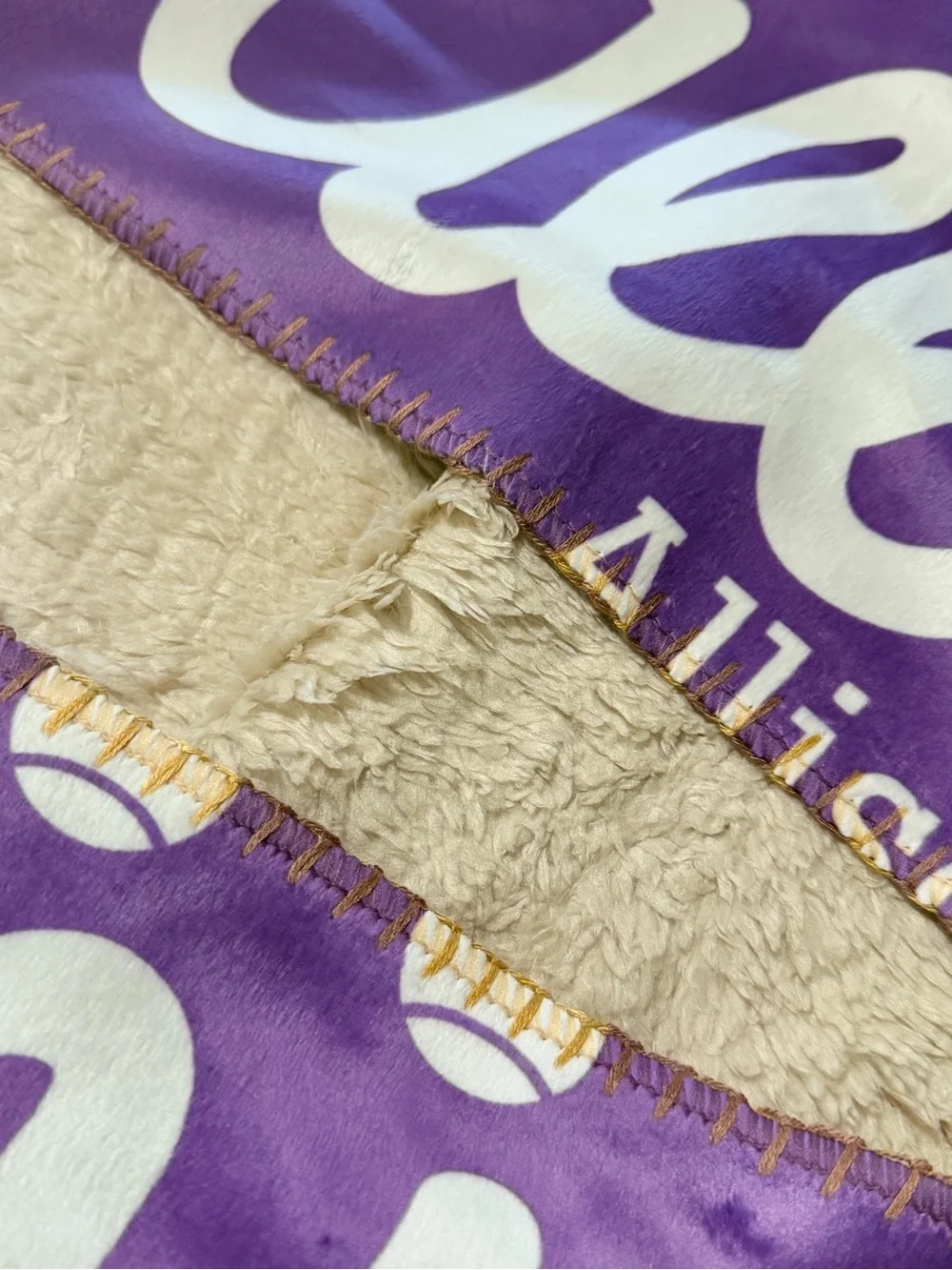 Personalized Purple 'Allison' Sports Blanket Sherpa lined